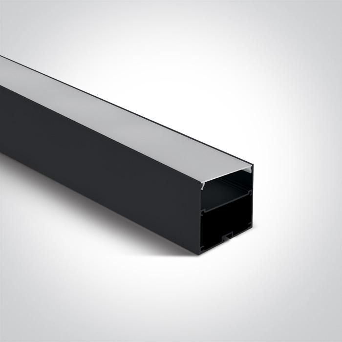 BLACK SURFACE PROFILE 2m FOR 45mm STRIPS + PC OPAL DIFF.