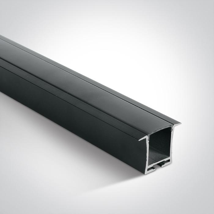 BLACK RECESSED PROFILE 2m + BLACK PC diffuser.