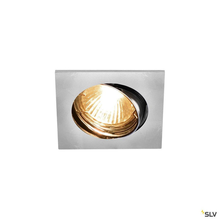 PIKA QPAR51, square, indoor recessed ceiling light, silver-grey, swivelling, max. 50W