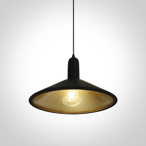 BLACK E27 12W BRASS REFLECTOR.