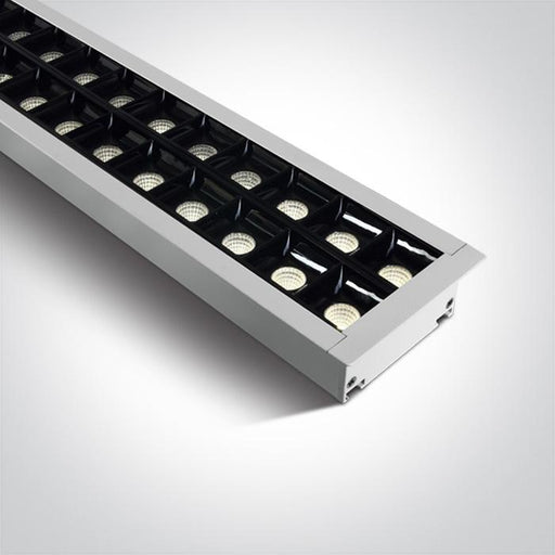 WHITE RECESSED 96pcs SPOTS UGR17 LED 40W CW 1300mm 34d LINEAR 230V DARK LIGHT.