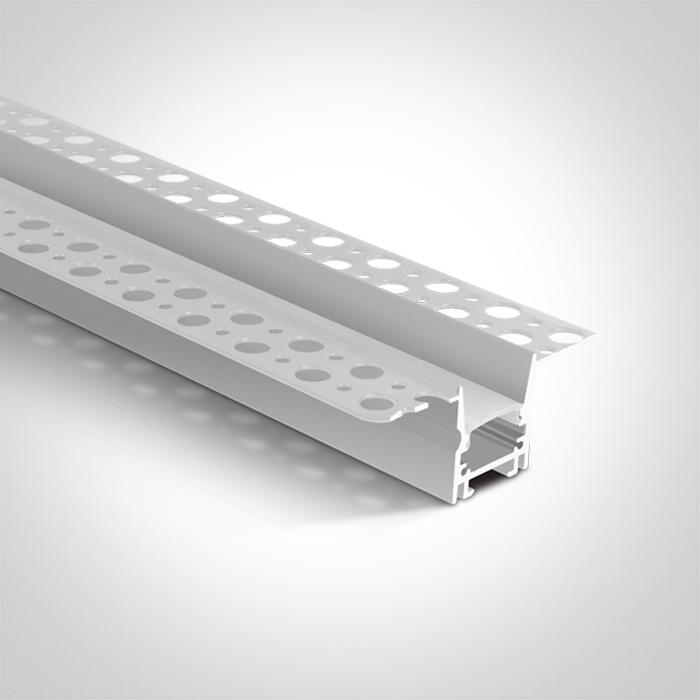 WHITE TRIMLESS PROFILE 2m FOR 12mm STRIPS + PC Opal DIFFUSER DARK LIGHT.