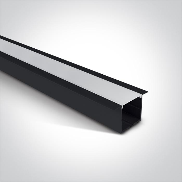 BLACK RECESSED PROFILE 2m + PC opal diffuser.