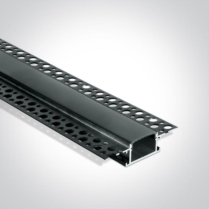 BLACK TRIMLESS PROFILE 2m FOR 20mm STRIPS + BLACK PC DIFFUSER.