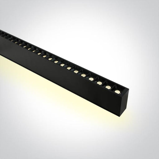 BLACK 48pcs SPOTS 40W 34d UGR17 + UPLIGHT LED 20W 120d WW 1300mm LINEAR 230V DARK LIGHT.