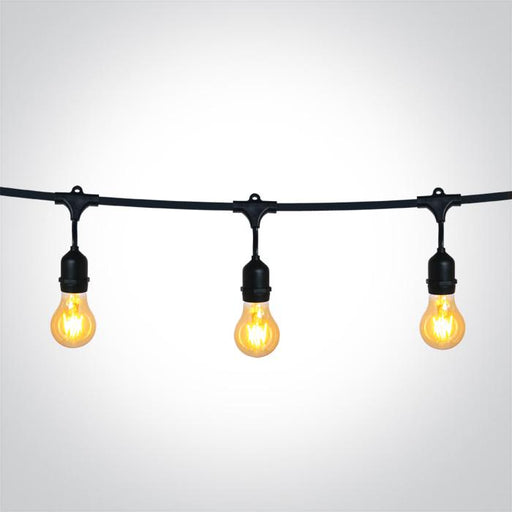 BLACK STRING LIGHTS IP44 8,5m 15x E27 60w.