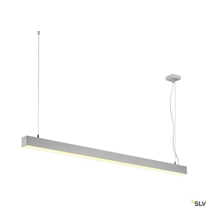 Q-LINE DALI SINGLE LED, pendant, dimmable, 1500mm, silver