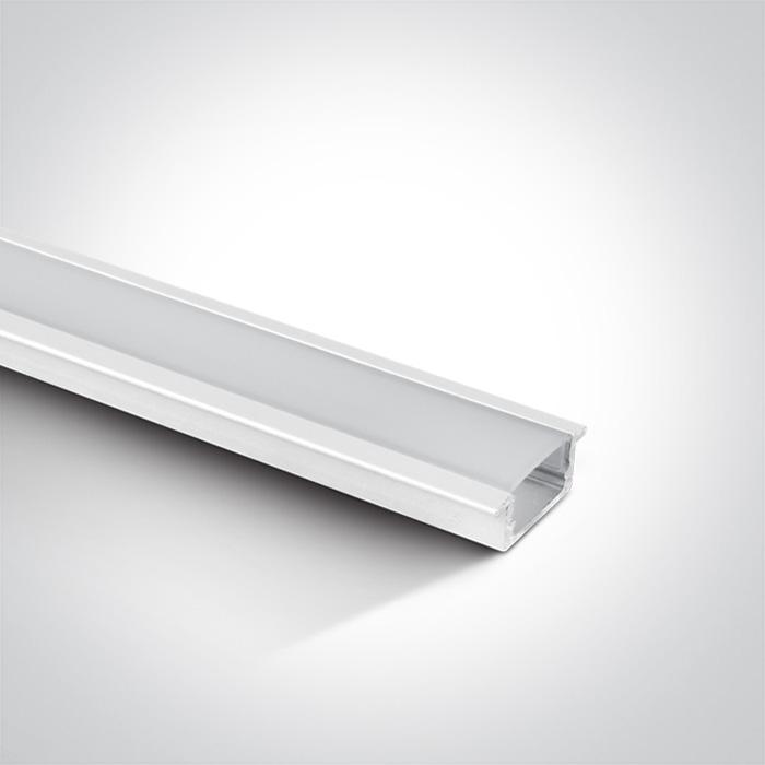 WHITE RECESSED PROFILE 2m + PC opal diffuser.