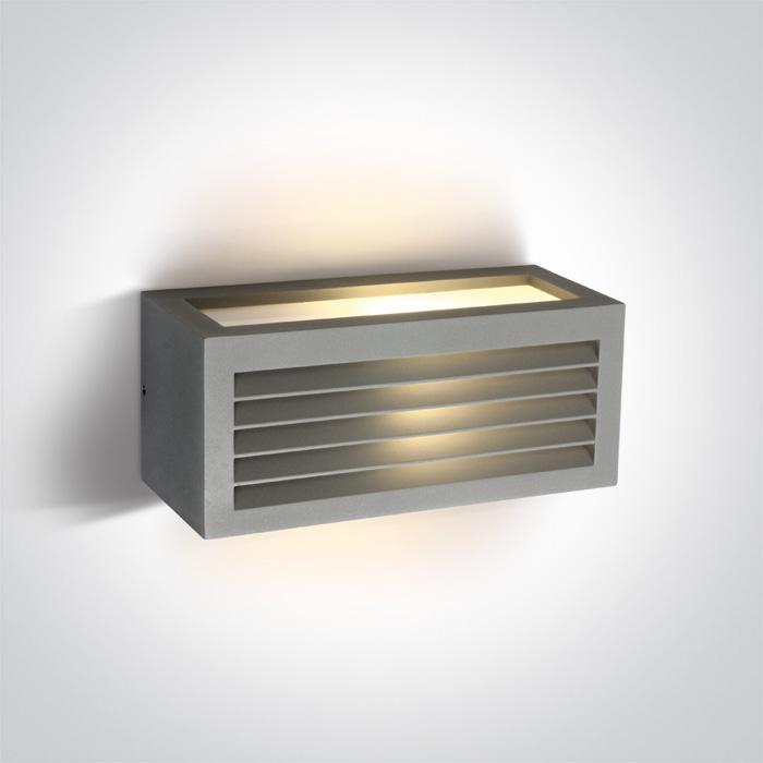 GREY E27 12W LOUVER WALL LIGHT IP54.