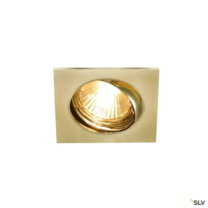 PIKA QPAR51, square, indoor recessed ceiling light, brass, swivelling, max. 50W