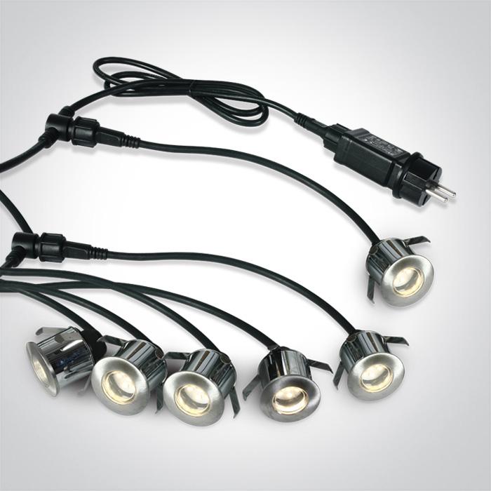 6pcs BLACK DECKING SET SS316 LED IP67 WW 230V.