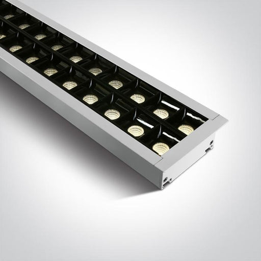 WHITE RECESSED 96pcs SPOTS UGR17 LED 40W WW 1300mm 34d LINEAR 230V DARK LIGHT.