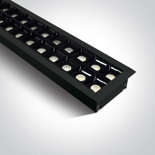 BLACK RECESSED 96pcs SPOTS UGR17 LED 40W CW 1300mm 34d LINEAR 230V DARK LIGHT.