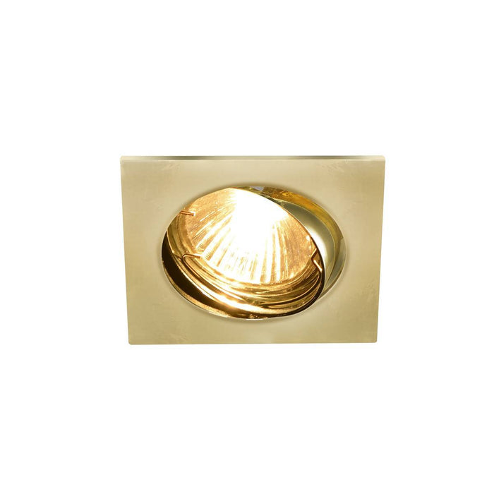PIKA QPAR51, square, indoor recessed ceiling light, brass, swivelling, max. 50W
