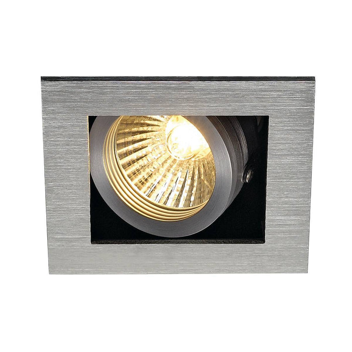 KADUX 1 GU10 downlight, square , brushed aluminium, max. 50W