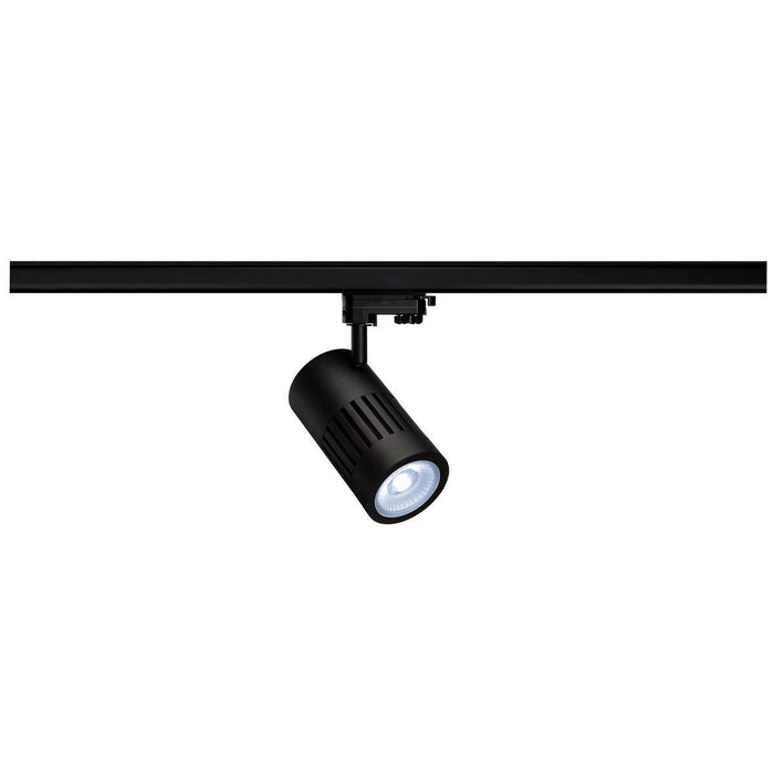 STRUCTEC LED spot for 3-circuit 240V track, 30W, 4000K, 60°, black, incl. 3-circuit adapter