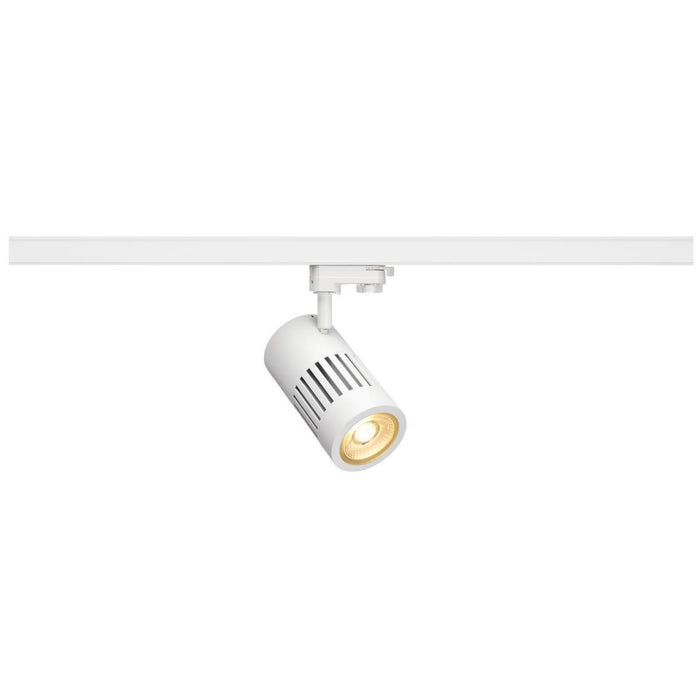 STRUCTEC LED spot for 3-circuit 240V track, 30W, 3000K, 36°, white, incl. 3-circuit adapter