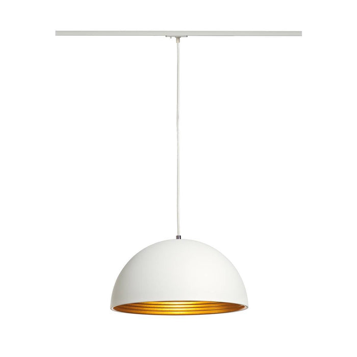 FORCHINI M pendant, 40cm, round, white/gold, E27, incl. white 1-circuit adapter