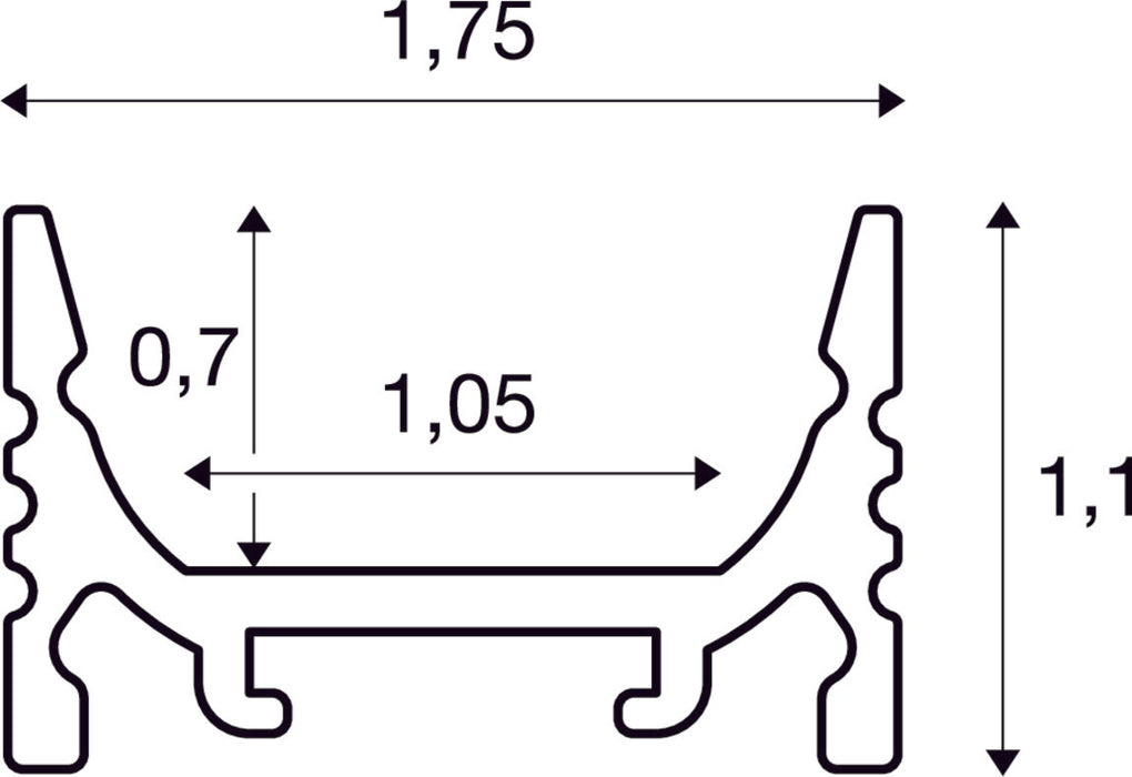 GRAZIA 10, surface mounted profile, LED, flat, grooved, 2m, aluminium