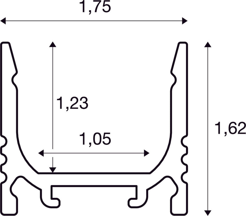 GRAZIA 10, surface mounted profile, LED, standard, grooved, 2m, aluminium