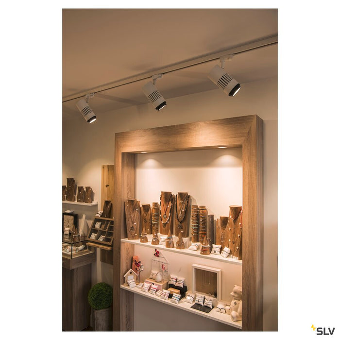 STRUCTEC, zooming lens spot for 3-circuit high-voltage track, LED, 3000K, white, 20-60°, incl. 3-circuit adapter