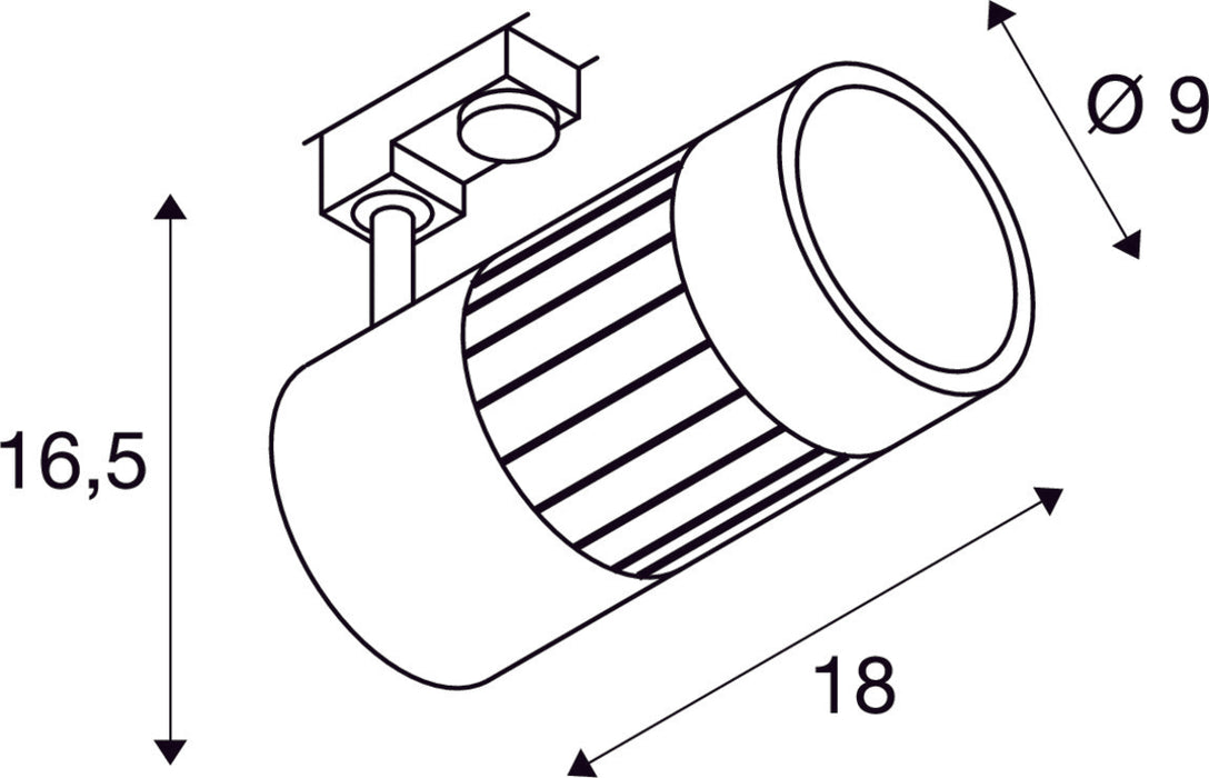 STRUCTEC, zooming lens spot for 3-circuit high-voltage track, LED, 3000K, white, 20-60°, incl. 3-circuit adapter