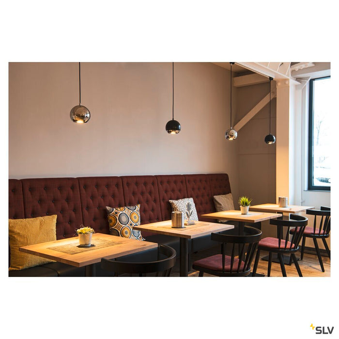 LIGHT EYE 150, pendant for 3-phase high-voltage track, QPAR111, black/chrome, max. 75W, incl. 3-phase adapter