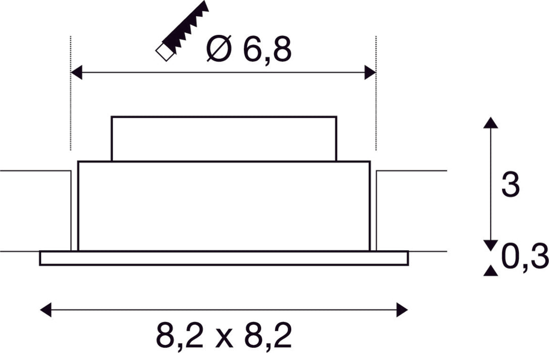 NEW TRIA 68 I CS, Indoor LED recessed ceiling light black square 3000K 38° incl. driver clip springs