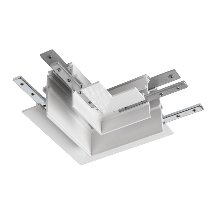 L-connector mechanical, 48V TRACK, for mounting track recessed, left, white