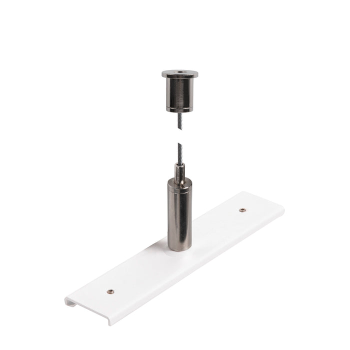 Track reinforcement plate with mounting set, 48V TRACK, 3m wire rope, white