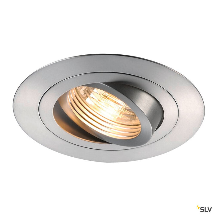 NEW TRIA XL, recessed fitting, QPAR51, round, brushed aluminium, max. 50W, incl. clip springs