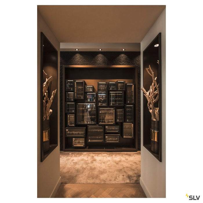 NEW TRIA 68 recessed fitting, LED, 3000K, round, matt black, 38°, 12W, incl. driver, clip springs