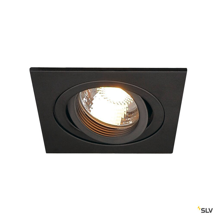 NEW TRIA 1 recessed fitting, single-headed, QPAR51, square, black, max. 50W, incl. clip springs