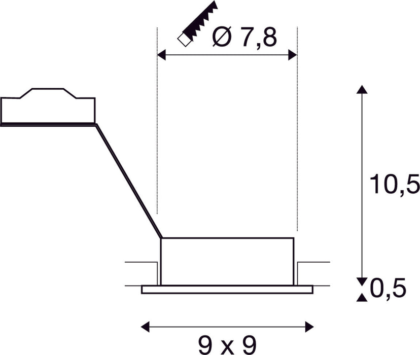 NEW TRIA 1 recessed fitting, single-headed, QPAR51, square, black, max. 50W, incl. clip springs