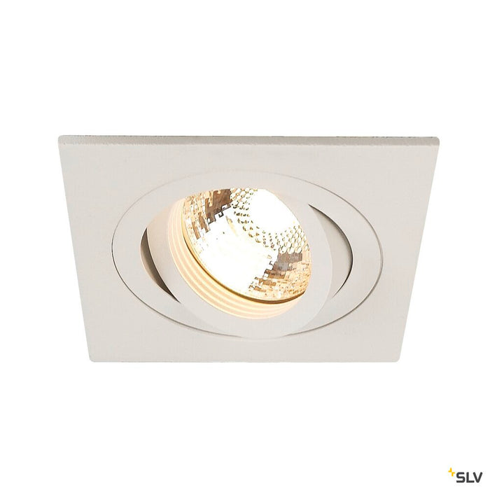 NEW TRIA 1 recessed fitting, single-headed, QPAR51, square, white, max. 50W, incl. clip springs