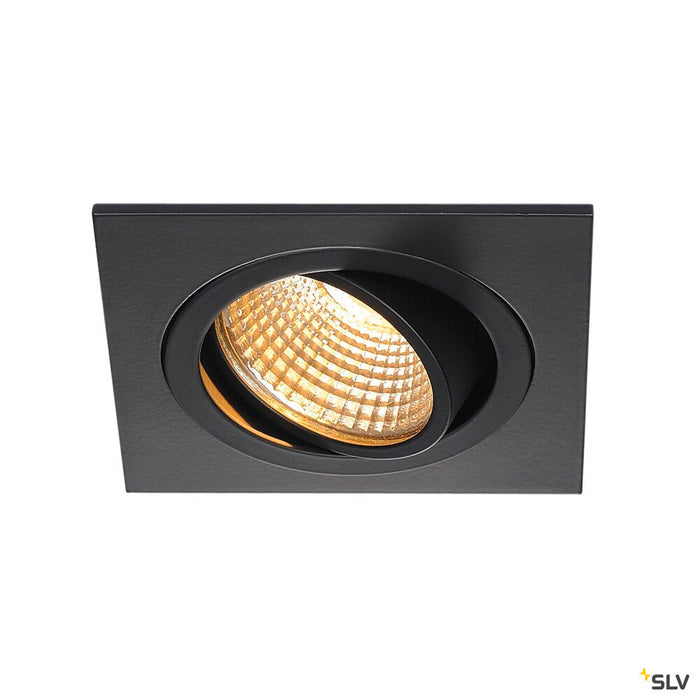 NEW TRIA 1 SET recessed fitting, single-headed LED, 2700K, square, matt black, 38°, 9.1W, incl. driver, clip springs