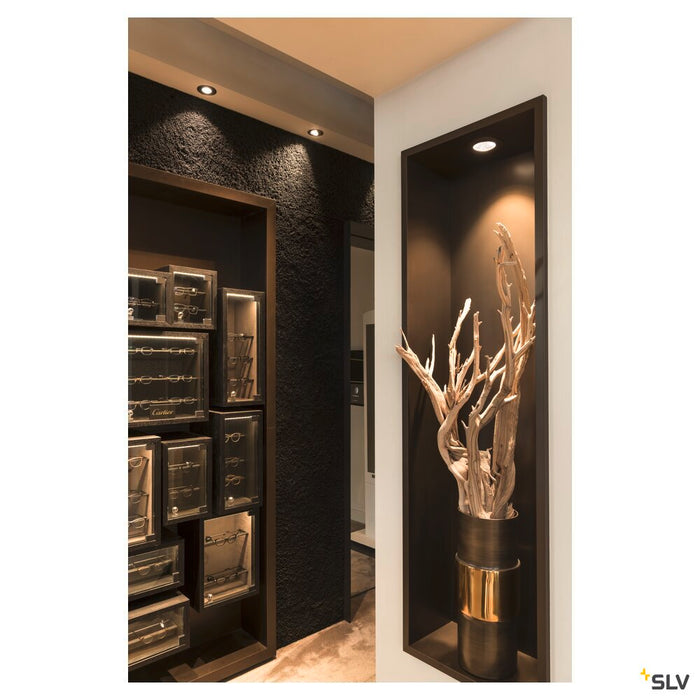 NEW TRIA 68 recessed fitting, LED, 3000K, round, matt black, 38°, 12W, incl. driver, clip springs