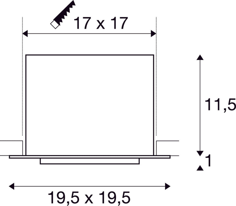 KADUX 1 SET recessed fitting, single-headed LED, 3000K ex, square, matt black, 30°, 29W, incl. driver, clip springs