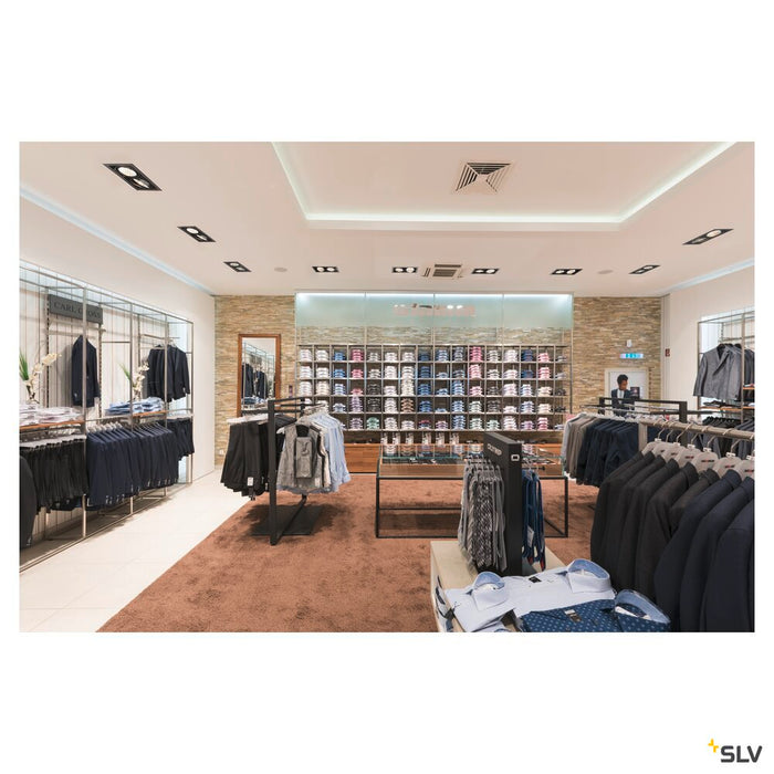 KADUX 2 SET recessed fitting, double-headed LED, 3000K xl, rectangular, matt black, 30°, 54W, incl. driver, clip springs