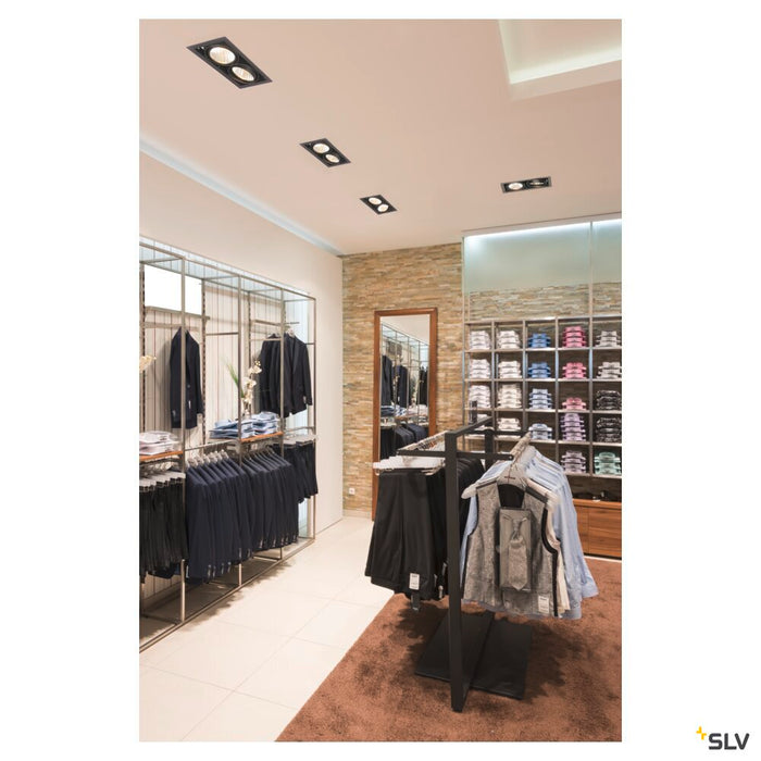 KADUX 2 SET recessed fitting, double-headed LED, 3000K xl, rectangular, matt black, 30°, 54W, incl. driver, clip springs