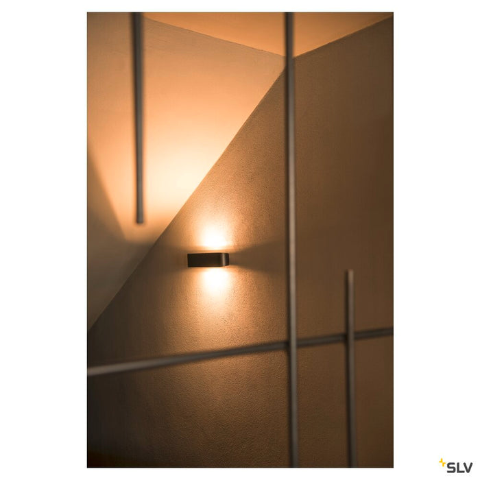 OSSA 180 wall light, QT-DE12, oval, up/down, black, L/W/H 18/8/7 cm, max. 100W