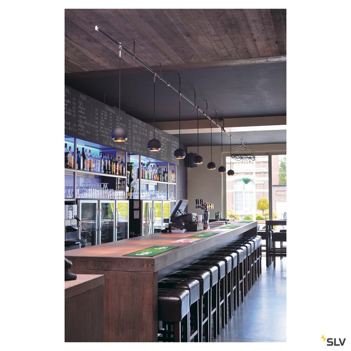 LIGHT EYE, pendant for 240V track EASYTEC II, QPAR111, chrome/black, max. 75W