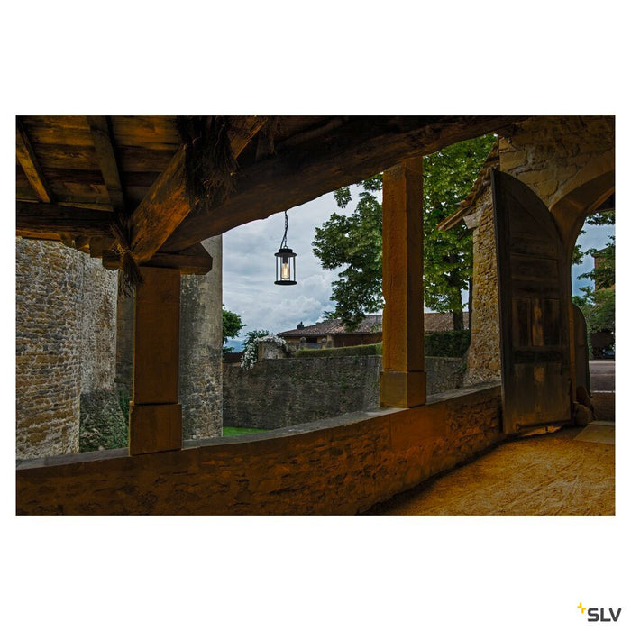 PHOTONIA, outdoor pendant, E27, anthracite, IP44, incl. 5m chain and connecting cable with open end, max.60W